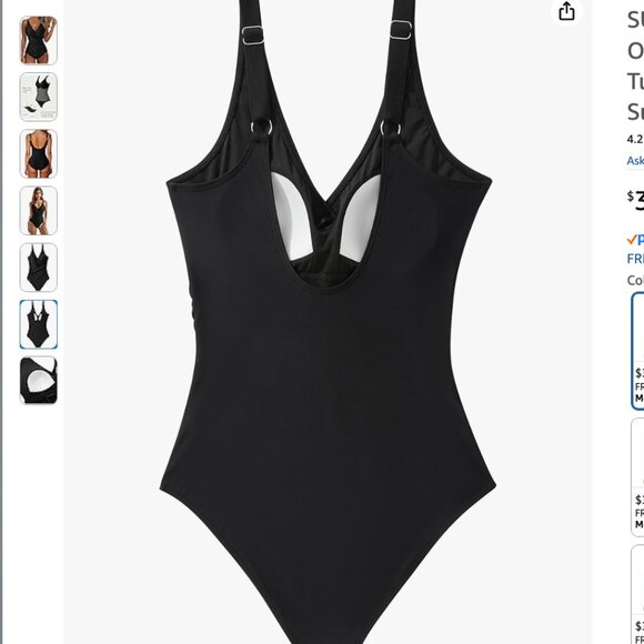 SUUKSESS Women Retro One Piece Swimsuit Sexy Tummy Control Bathing Suit - Picture 3 of 9